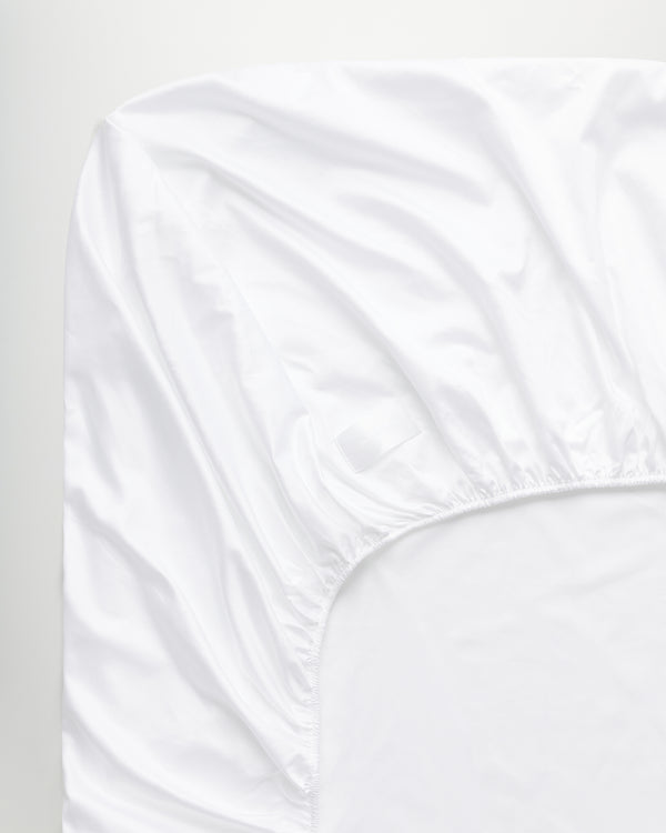 Mother fitted sheet | White Sateen